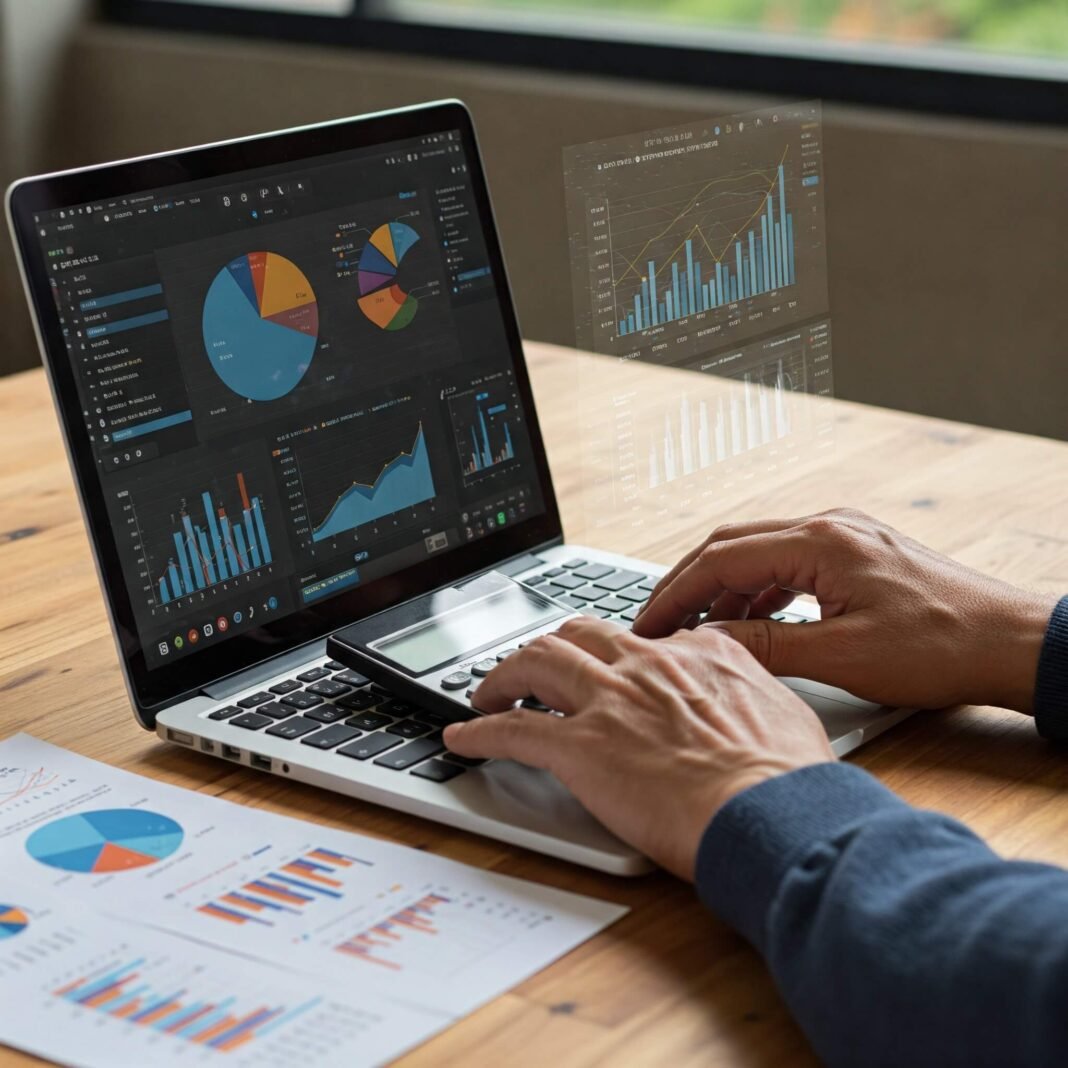 Financial Calculator on Laptop