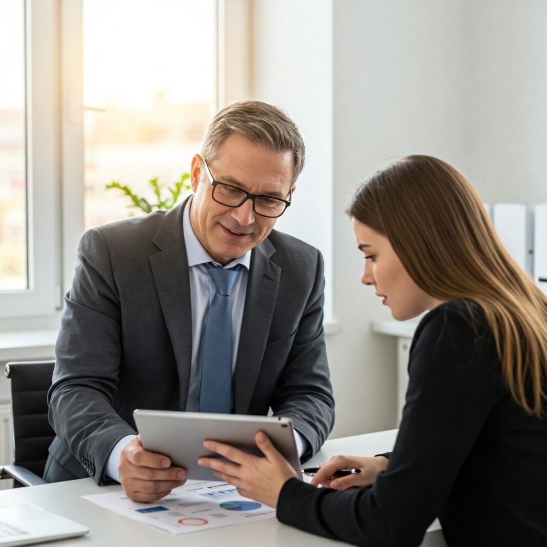 Financial Advisor and Client Reviewing Plan