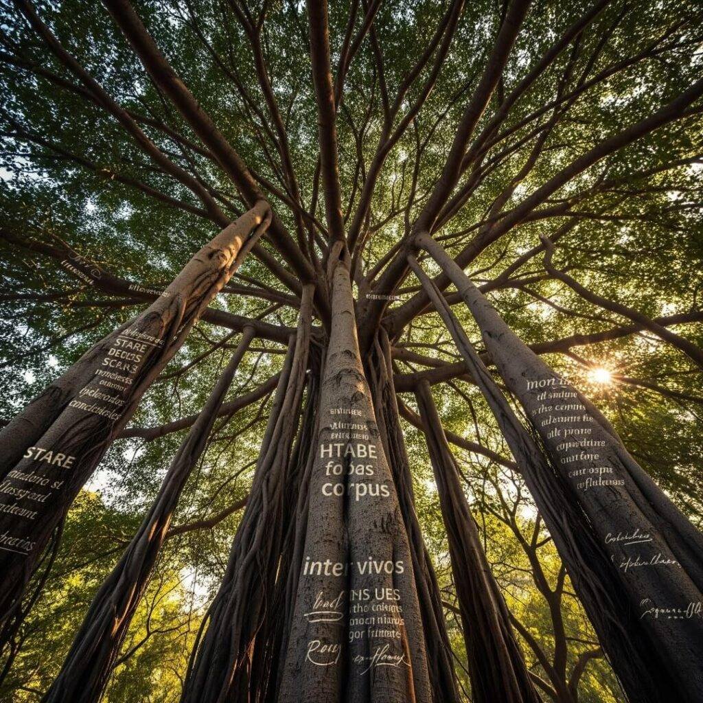 Banyan tree with legal jargon.