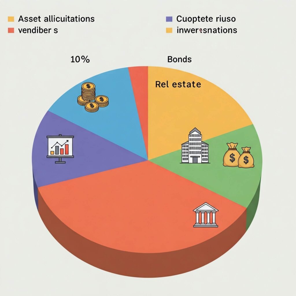 Colorful asset allocation pie chart.