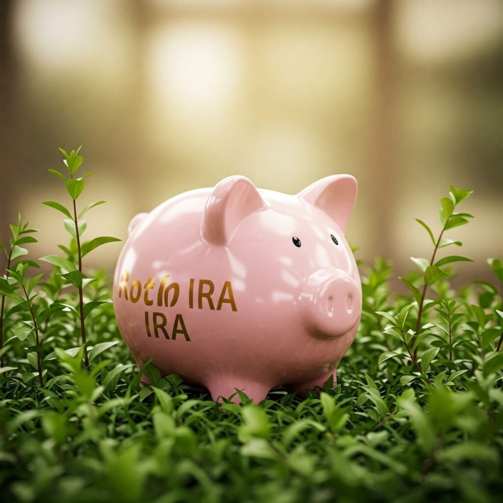 Roth IRA piggy bank, tax-free growth
