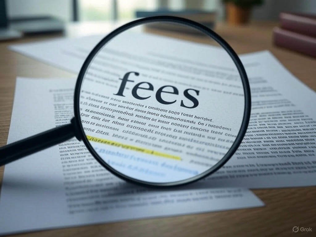 Financial contract fees close-up.