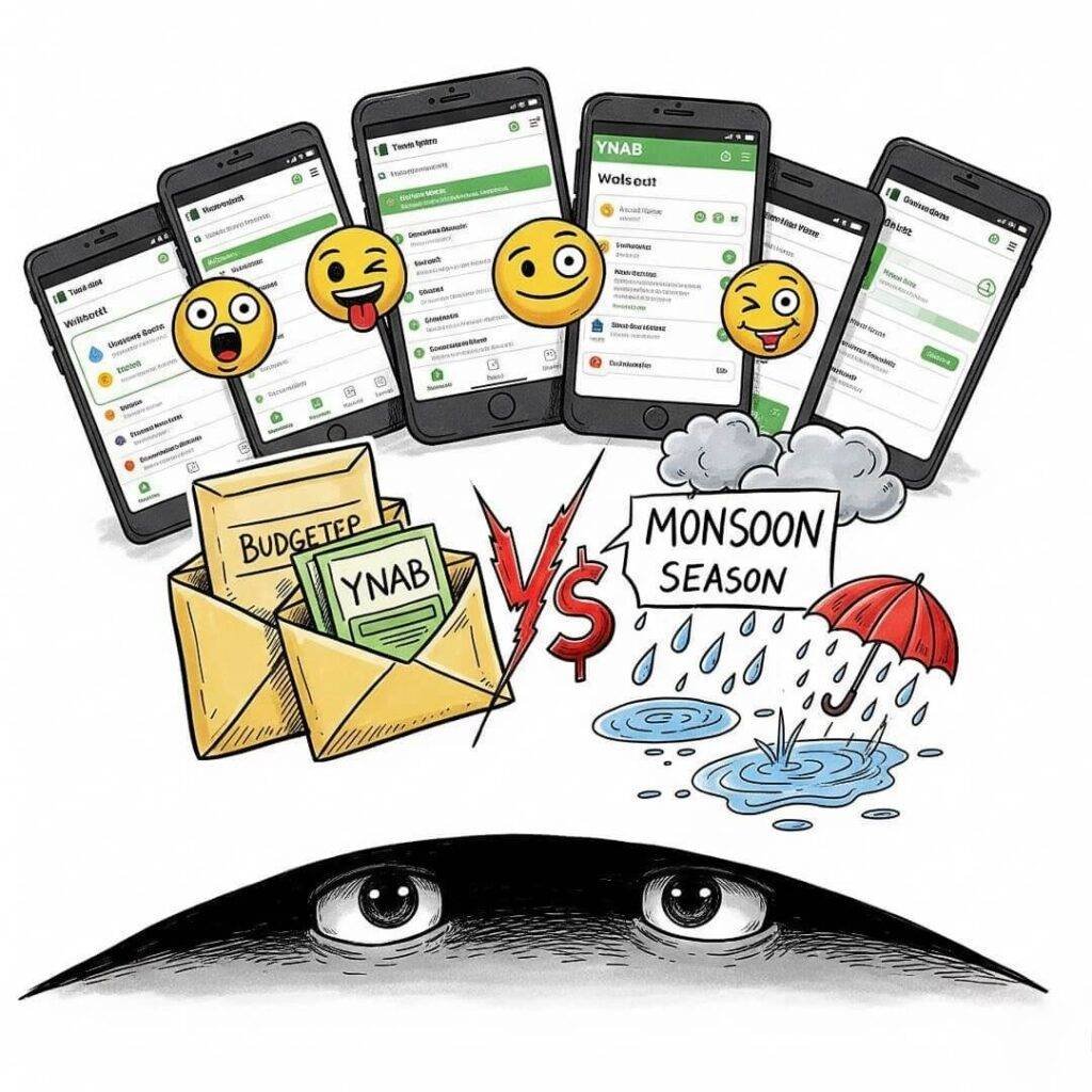 YNAB vs. monsoon, hidden eyes.

