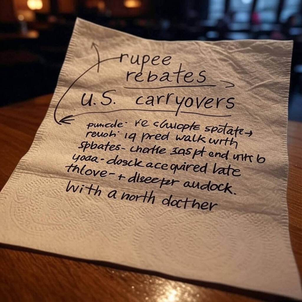 Doodled napkin mind map of tax tips.